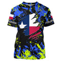Blue green camo Texas flag patriot Custom sun protection fishing long sleeve NQS7264