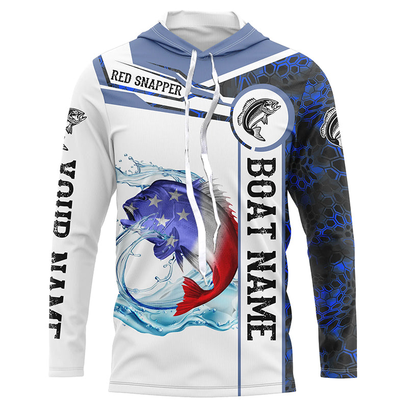Red snapper Fishing blue camo American Flag Custom name and boat name performance Fishing NQS5192