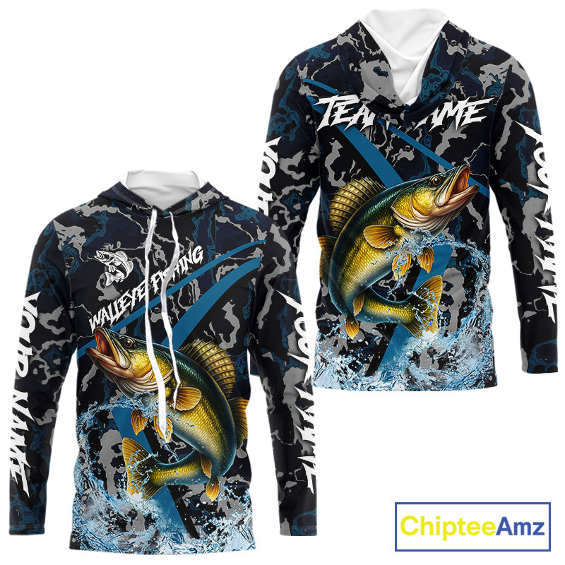 Custom Walleye Fishing Camo Long Sleeve Fishing, Personalized Walleye Fishing Team NQS9938