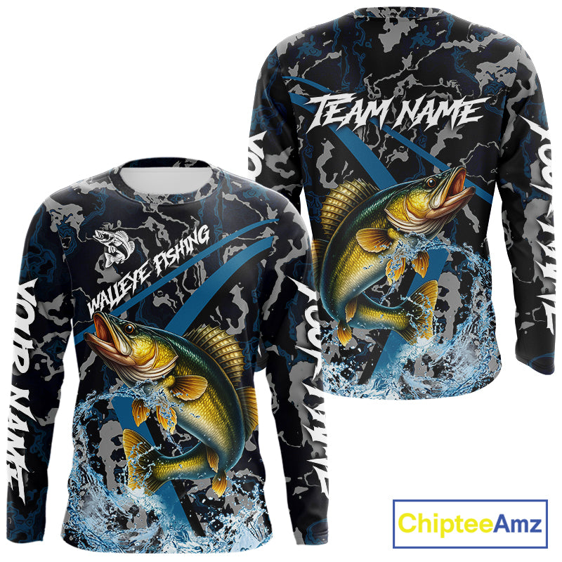 Custom Walleye Fishing Camo Long Sleeve Fishing, Personalized Walleye Fishing Team NQS9938