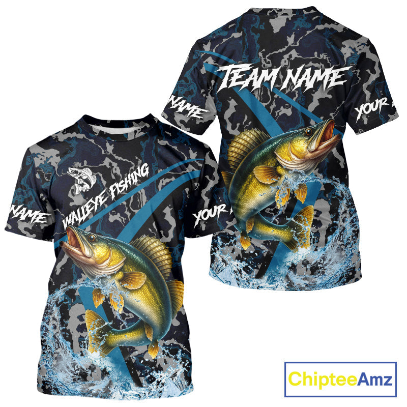 Custom Walleye Fishing Camo Long Sleeve Fishing, Personalized Walleye Fishing Team NQS9938