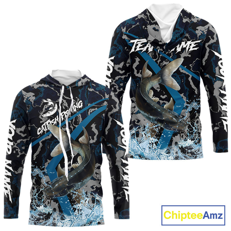 Custom Catfish Fishing Camo Long Sleeve Fishing, Personalized Catfish Fishing Team NQS9940
