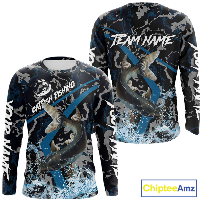 Custom Catfish Fishing Camo Long Sleeve Fishing, Personalized Catfish Fishing Team NQS9940