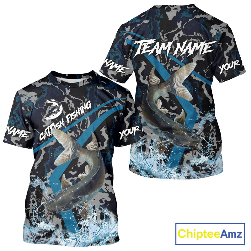 Custom Catfish Fishing Camo Long Sleeve Fishing, Personalized Catfish Fishing Team NQS9940