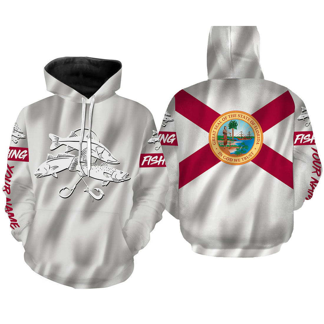 Inshore Slam Snook, Redfish,Trout fishing Florida State Flag 3D All Over print saltwater personalized fishing apparel for Adult and kid NQS438