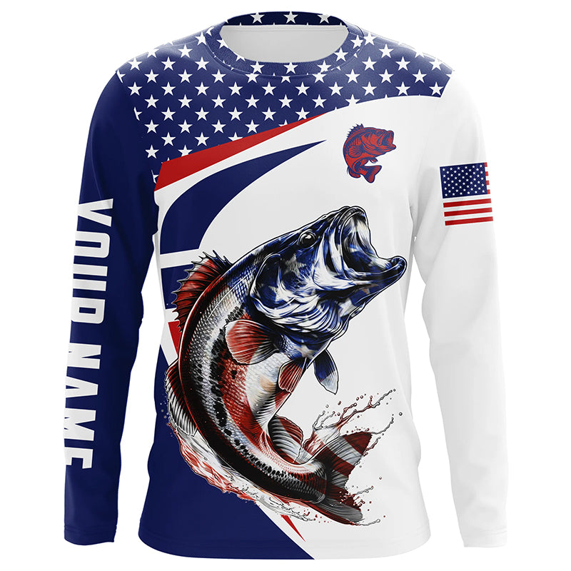 Red white and blue Largemouth Bass fishing American flag patriotic Custom UV protection Fishing NQS5689