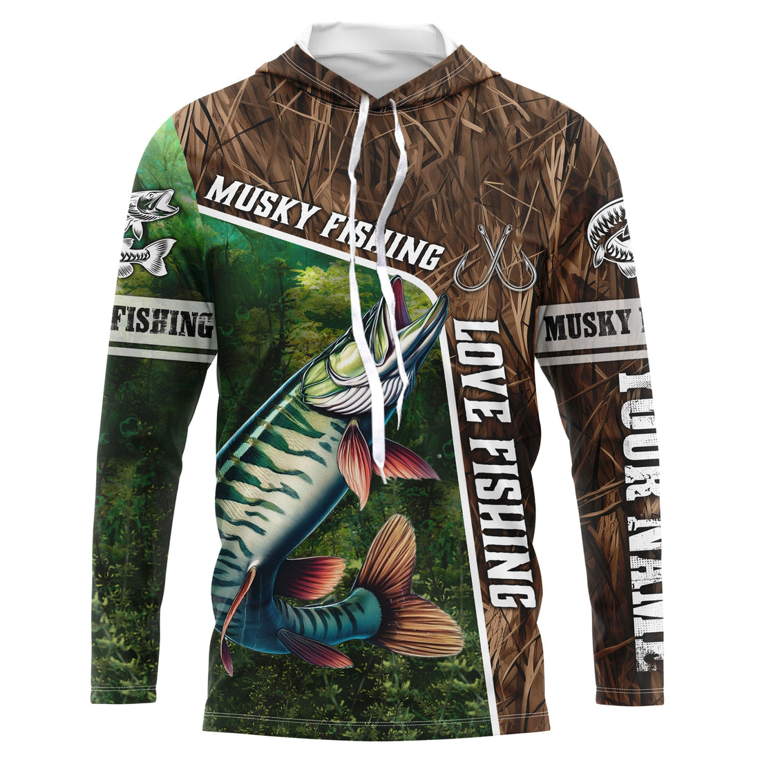 Personalized Musky Fishing, Love Fishing Camo fish on 3D All Over Printed Muskie NQS5900