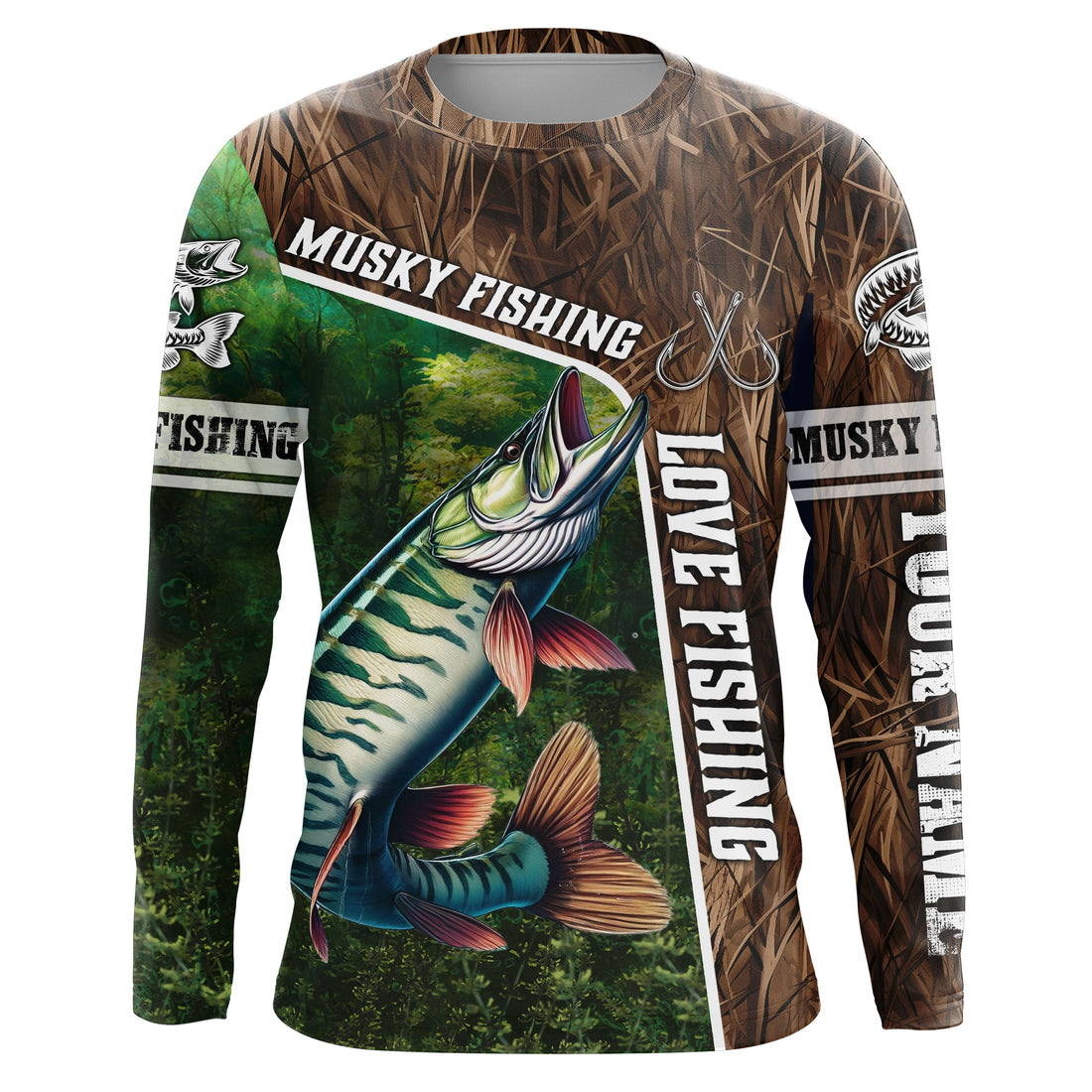 Personalized Musky Fishing, Love Fishing Camo fish on 3D All Over Printed Muskie NQS5900