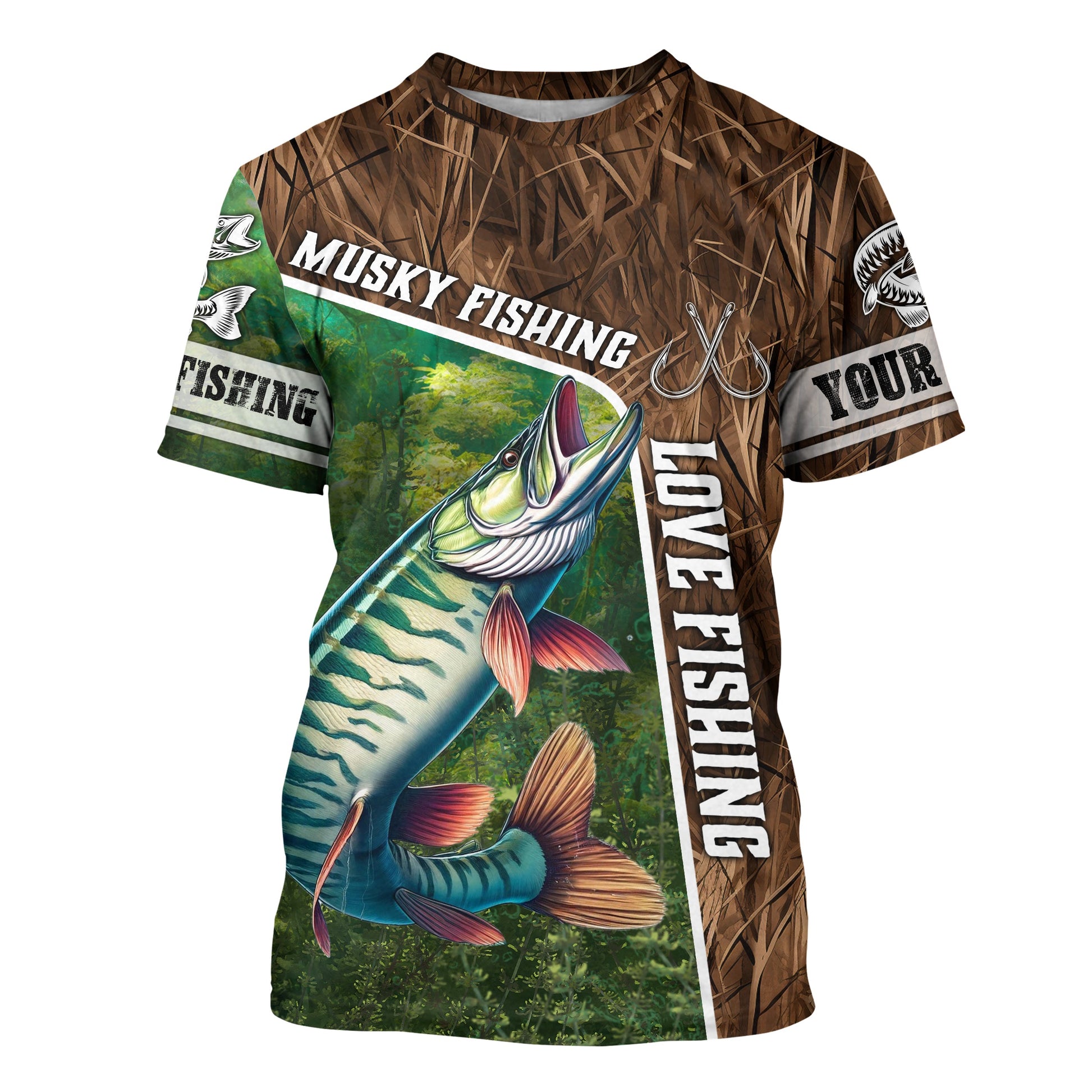 Personalized Musky Fishing, Love Fishing Camo fish on 3D All Over Printed Muskie NQS5900