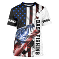 Personalized Largemouth Bass Fishing American flag Bass Long Sleeve Fishing tournament NQS3723