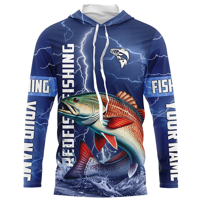 Redfish drum Fishing blue lightning custom performance Long Sleeve tournament fishing NQS6330