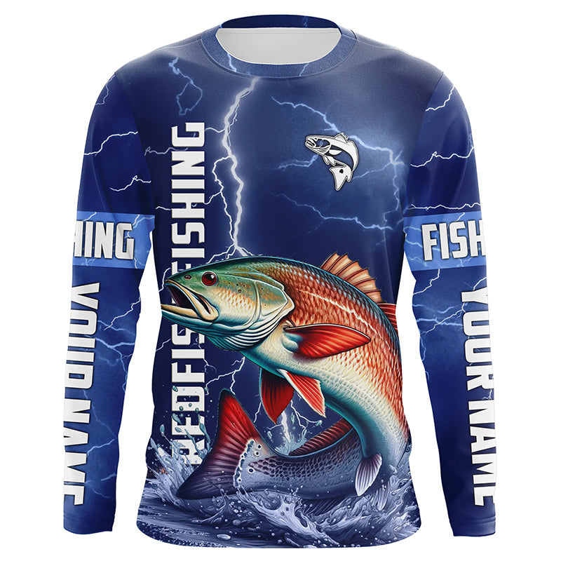 Redfish drum Fishing blue lightning custom performance Long Sleeve tournament fishing NQS6330