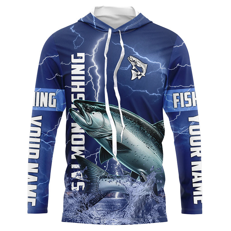 Chinook salmon Fishing blue lightning custom performance Long Sleeve tournament fishing NQS6331