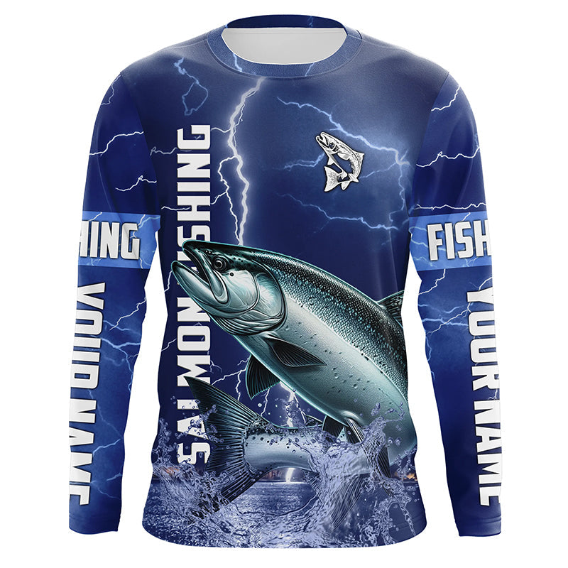 Chinook salmon Fishing blue lightning custom performance Long Sleeve tournament fishing NQS6331