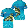 Walleye fishing blue water camo Custom sun protection long sleeve fishing, women NQS8438