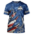 American flag fish hook blue camo fishing custom sun protection performance long sleeve fishing NQS4307