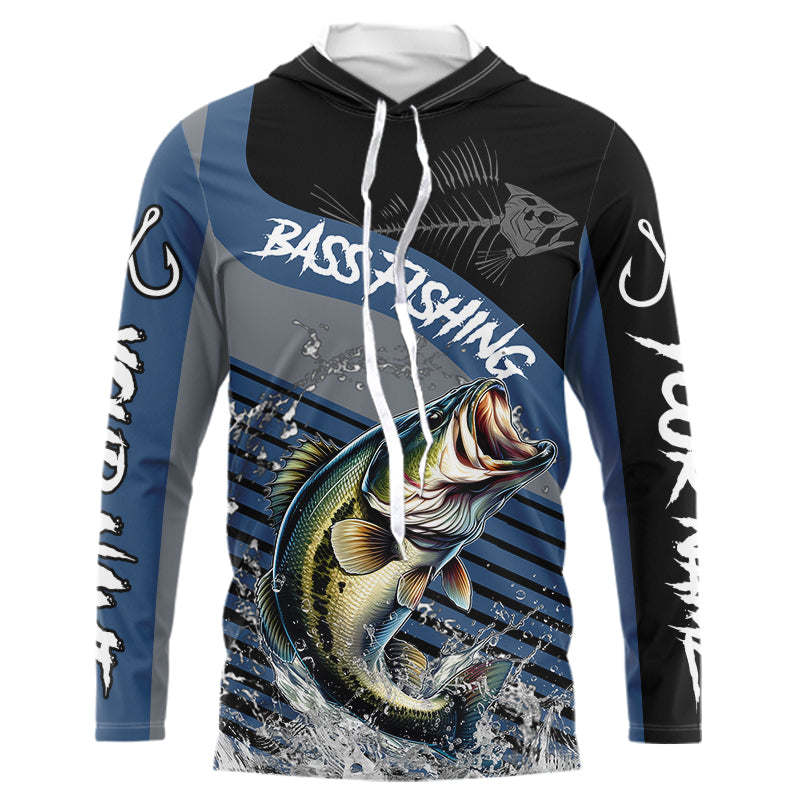 Largemouth Bass fishing Custom UV protection fishing long sleeve, Bass Fishing | Blue NQS9351