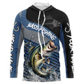 Largemouth Bass fishing Custom UV protection fishing long sleeve, Bass Fishing | Blue NQS9351