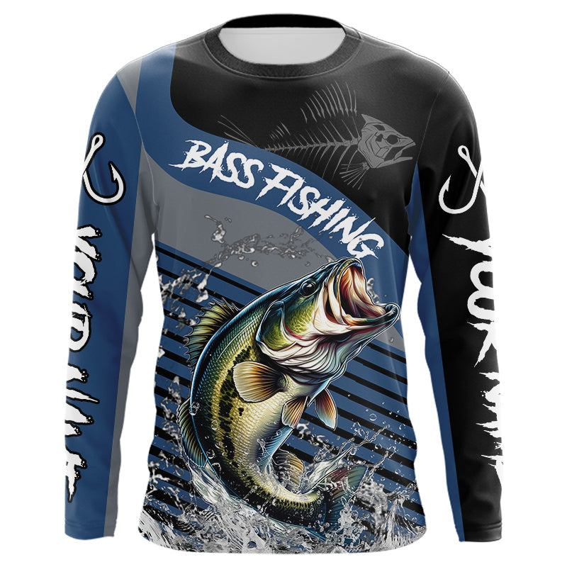 Largemouth Bass fishing Custom UV protection fishing long sleeve, Bass Fishing | Blue NQS9351