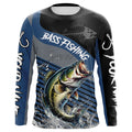 Largemouth Bass fishing Custom UV protection fishing long sleeve, Bass Fishing | Blue NQS9351