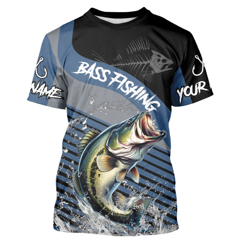 Largemouth Bass fishing Custom UV protection fishing long sleeve, Bass Fishing | Blue NQS9351