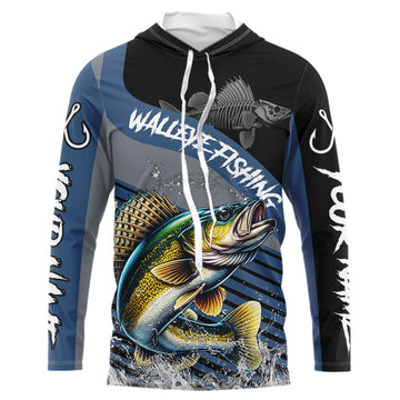 Walleye fishing Custom UV protection fishing long sleeve, Walleye Fishing | Blue NQS9352
