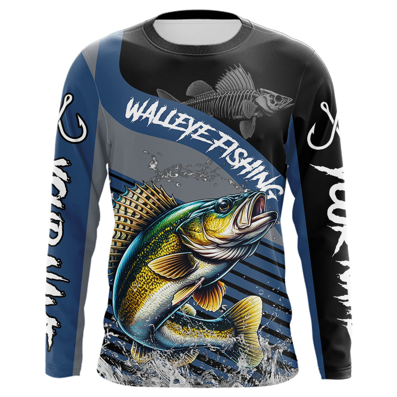 Walleye fishing Custom UV protection fishing long sleeve, Walleye Fishing | Blue NQS9352