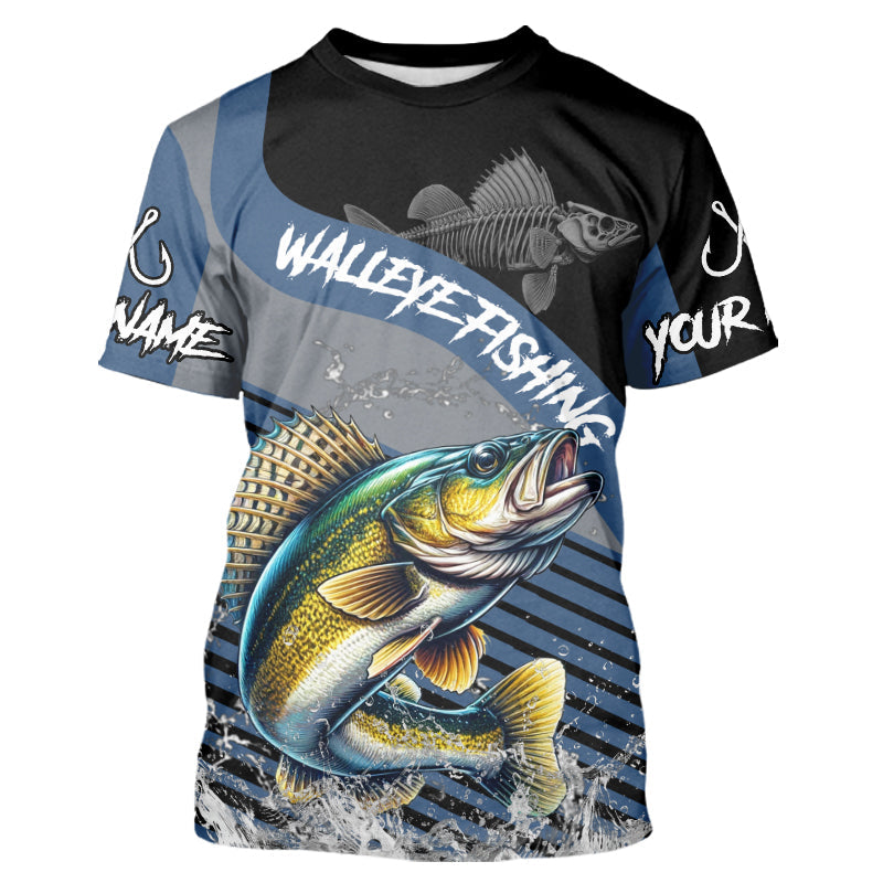 Walleye fishing Custom UV protection fishing long sleeve, Walleye Fishing | Blue NQS9352