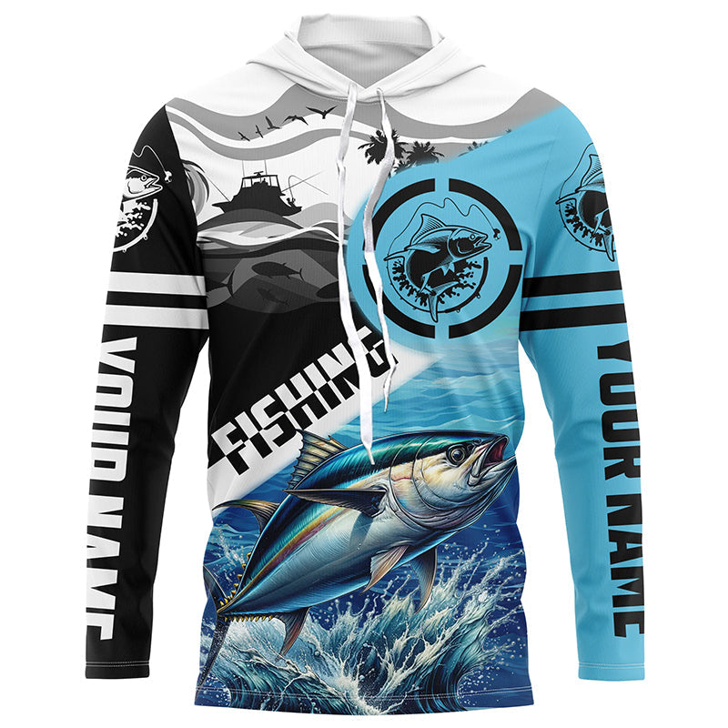 Tuna Fishing blue saltwater custom UV protection fishing apparel, Tuna tournament fishing NQS1421