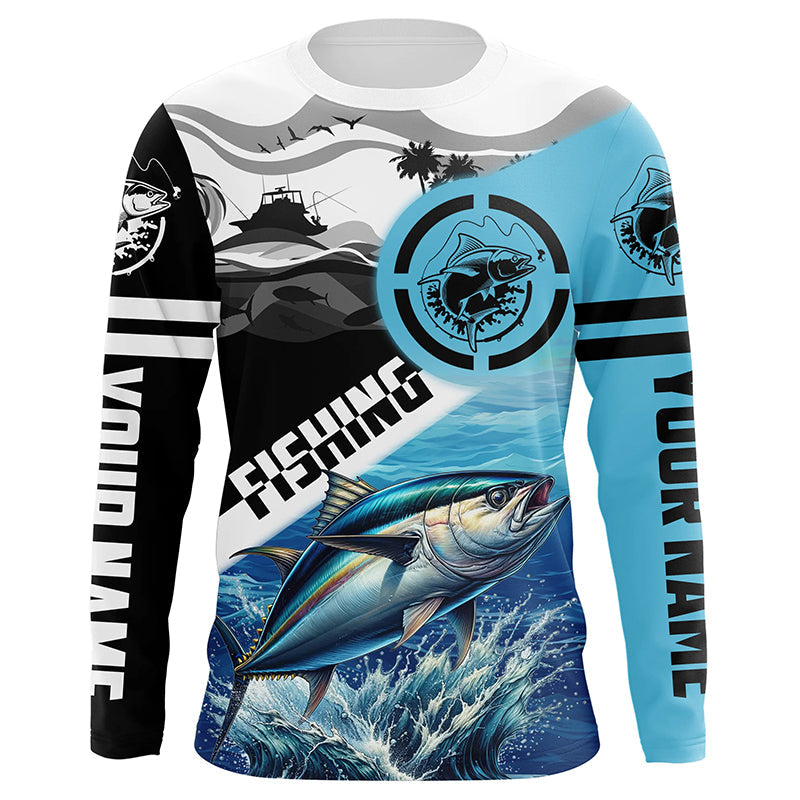 Tuna Fishing blue saltwater custom UV protection fishing apparel, Tuna tournament fishing NQS1421