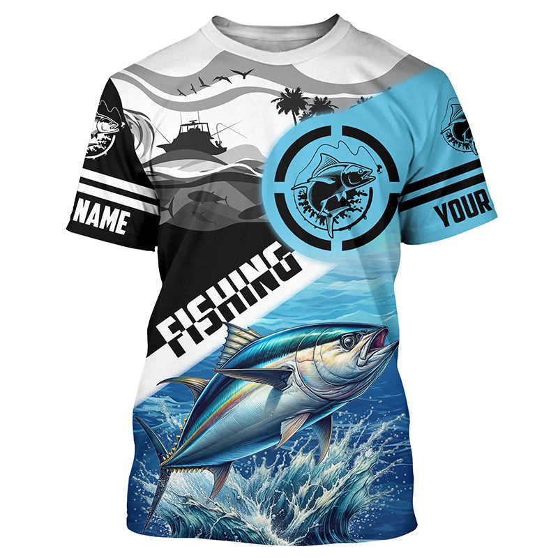 Tuna Fishing blue saltwater custom UV protection fishing apparel, Tuna tournament fishing NQS1421