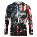 Crappie fishing black American flag Custom UV protection performance long sleeve fishing NQS7276