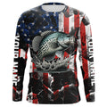 Crappie fishing black American flag Custom UV protection performance long sleeve fishing NQS7276