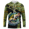 Largemouth Bass fishing scales UV protection Custom long sleeve fishing, Bass fishing NQS4888