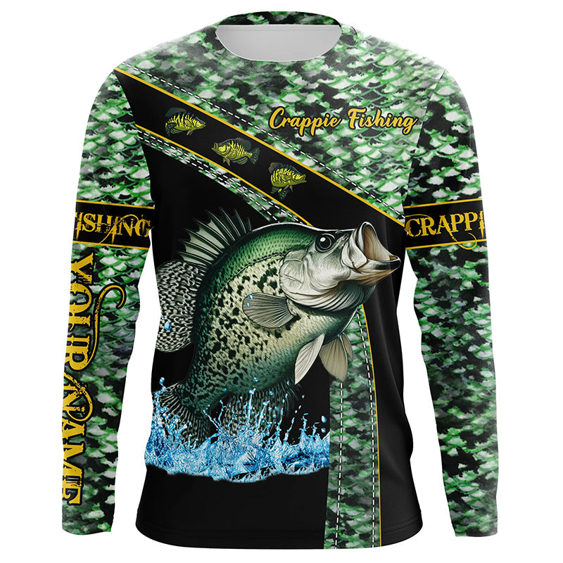 Crappie fishing scales UV protection Custom long sleeve fishing, Crappie fishing NQS4889
