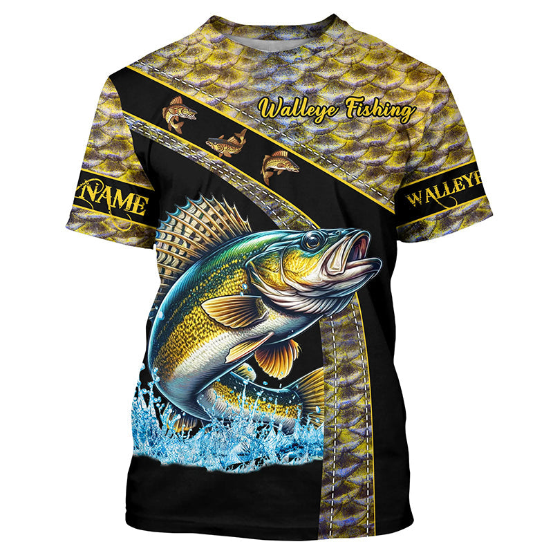 Walleye fishing scales UV protection Custom long sleeve fishing, Walleye fishing NQS4890