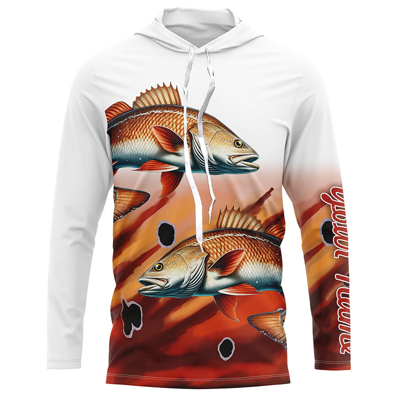 Redfish Puppy Drum Fishing Custom UV Protection long sleeve Fishing, Personalized Fishing Gift NQS275