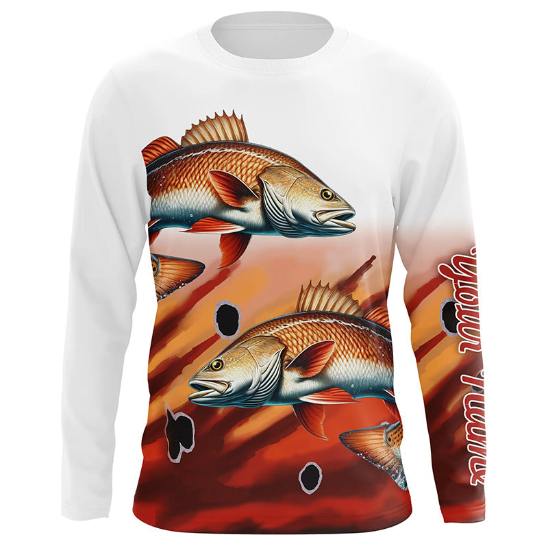 Redfish Puppy Drum Fishing Custom UV Protection long sleeve Fishing, Personalized Fishing Gift NQS275