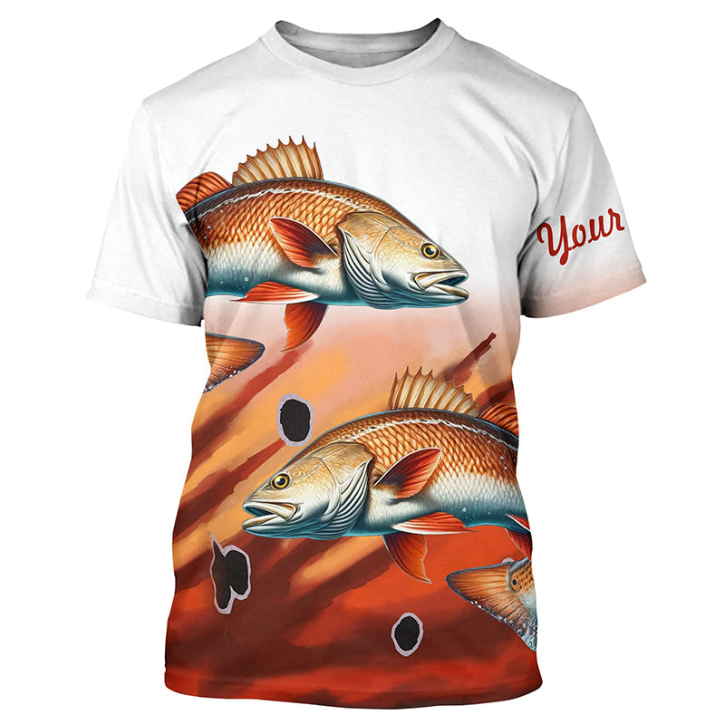 Redfish Puppy Drum Fishing Custom UV Protection long sleeve Fishing, Personalized Fishing Gift NQS275