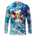Blue sea wave ocean camo Florida flag Custom sun protection fishing fishing long sleeve NQS3455