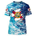 Blue sea wave ocean camo Florida flag Custom sun protection fishing fishing long sleeve NQS3455