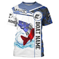 Walleye Fishing blue camo American Flag Custom name and boat name performance Long Sleeve Fishing NQS3457