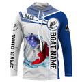 Largemouth Bass Fishing American Flag Custom name and boat name performance Long Sleeve Fishing, Patriotic Fishing gifts NQS2351