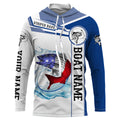 Striped Bass Fishing American Flag Custom name and boat name performance Long Sleeve Fishing, Patriotic Fishing gifts NQS2352