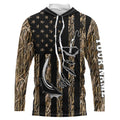 Personalized American Flag Camo Fishing, Fish hook camo patriotic Long Sleeve Fishing NQS8920