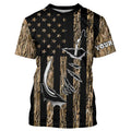 Personalized American Flag Camo Fishing, Fish hook camo patriotic Long Sleeve Fishing NQS8920