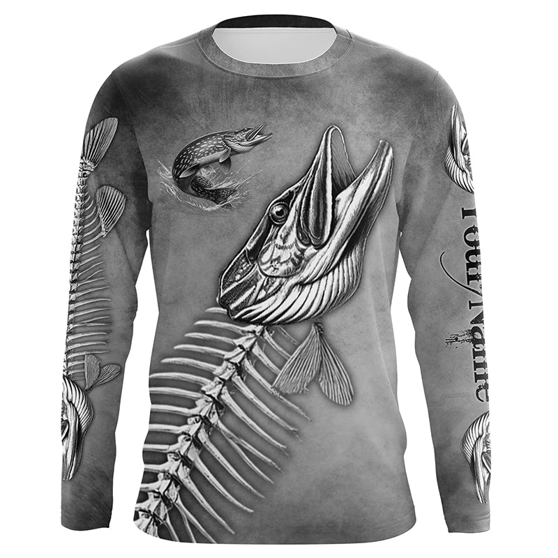 Northern Pike Fishing fish skull UV protection Customize name long sleeves fishing NQS1427