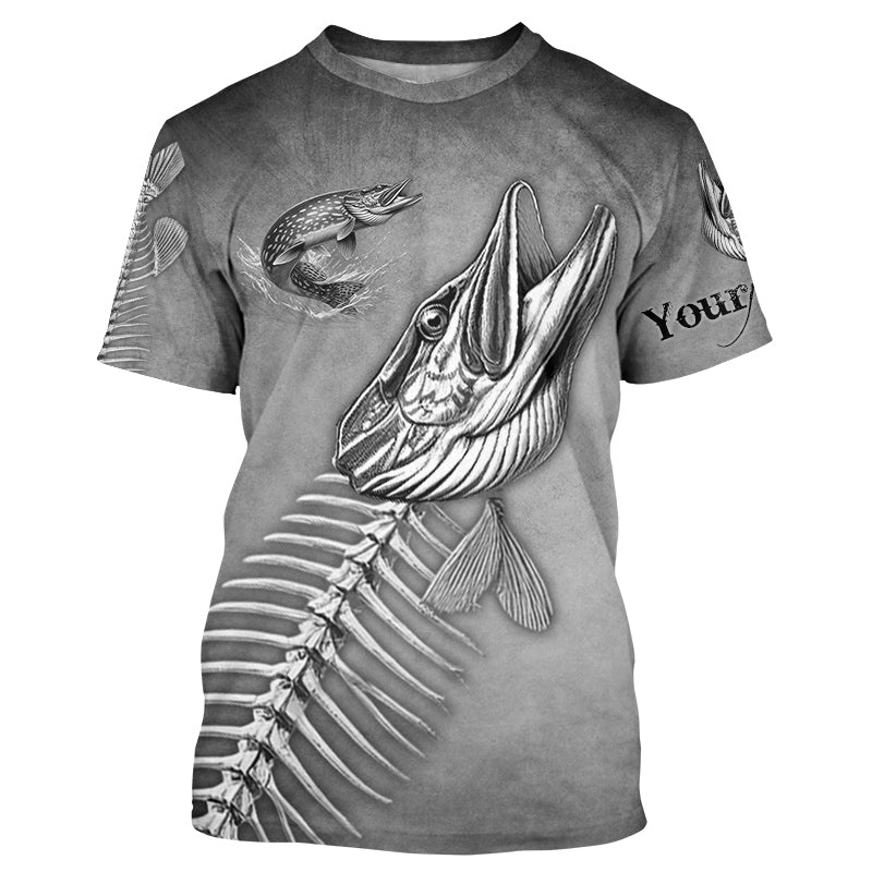 Northern Pike Fishing fish skull UV protection Customize name long sleeves fishing NQS1427