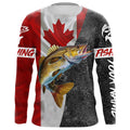 Canadian Flag Walleye Fishing Custom long sleeve performance Fishing, Walleye Fishing NQS4897