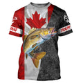 Canadian Flag Walleye Fishing Custom long sleeve performance Fishing, Walleye Fishing NQS4897